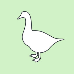 goose, gander, black outline on white background, line icon.  vector illustration.