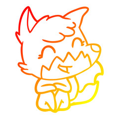 warm gradient line drawing happy cartoon fox