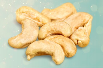 Pile of Cashew nuts on white background