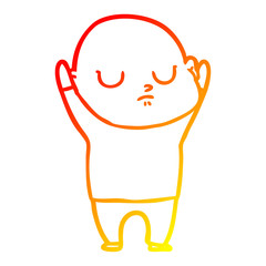 warm gradient line drawing cartoon bald man