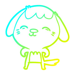 cold gradient line drawing happy cartoon dog