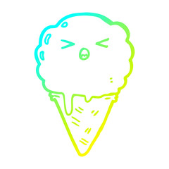 cold gradient line drawing cartoon ice cream