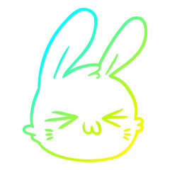 cold gradient line drawing cartoon rabbit face