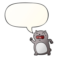 cartoon cat and speech bubble in smooth gradient style