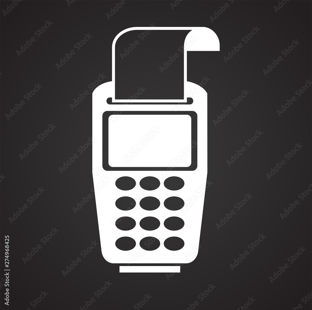 Poster pos terminal icon on background for graphic and web design. simple illustration. internet concept sy