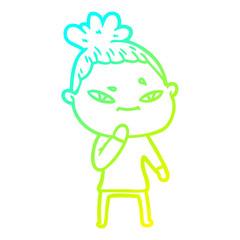 cold gradient line drawing cartoon woman