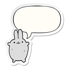 cartoon rabbit and speech bubble sticker