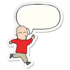 cartoon man running and speech bubble sticker
