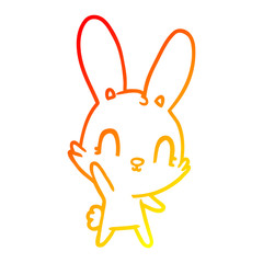 warm gradient line drawing cute cartoon rabbit