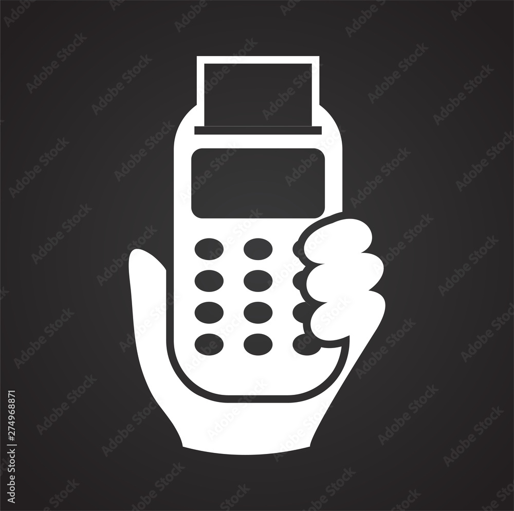 Poster pos terminal icon on background for graphic and web design. simple illustration. internet concept sy