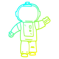 cold gradient line drawing cartoon walking astronaut