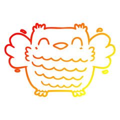 warm gradient line drawing cartoon owl