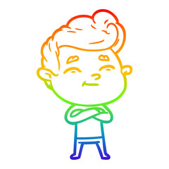 rainbow gradient line drawing happy cartoon man