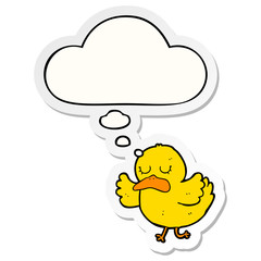 cartoon duck and thought bubble as a printed sticker