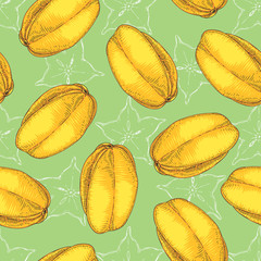 Seamless Vector Pattern with Carambola