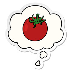 cartoon tomato and thought bubble as a printed sticker