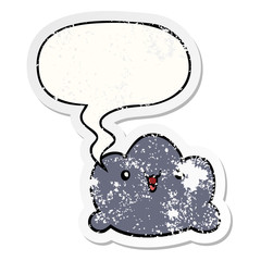 cartoon cloud and speech bubble distressed sticker