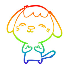 rainbow gradient line drawing happy cartoon dog