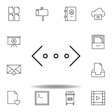 brackets code html outline icon. Detailed set of unigrid multimedia illustrations icons. Can be used for web, logo, mobile app, UI, UX
