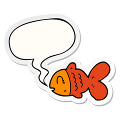 cartoon fish and speech bubble sticker