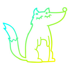 cold gradient line drawing cartoon wolf