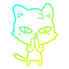cold gradient line drawing cartoon cat