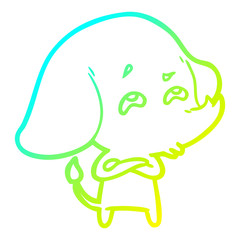 cold gradient line drawing cartoon elephant remembering