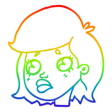 recommend clip art: rainbow gradient line drawing cartoon sad girl