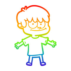 rainbow gradient line drawing happy cartoon man