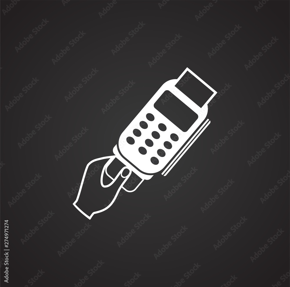 Poster pos terminal icon on background for graphic and web design. simple illustration. internet concept sy