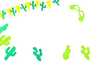 paper cactuses isolated on white background