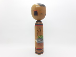 Artistic Beautiful Antique Cultural Traditional Japanese Wooden Children Toys Statue for Interior Decoration and Education Purpose in White Isolated Background