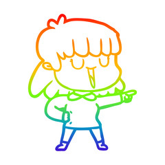 rainbow gradient line drawing cartoon woman