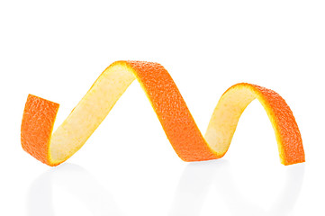 Single orange peel on a white background. Vitamin C.