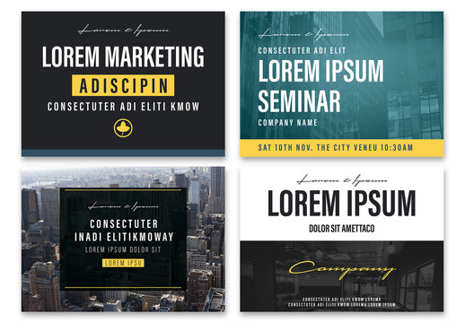 Business Flyer Layout Set with Blue and Yellow Accents