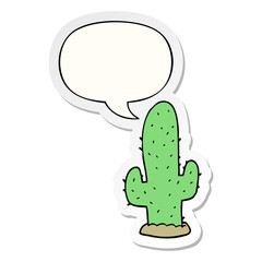 cartoon cactus and speech bubble sticker