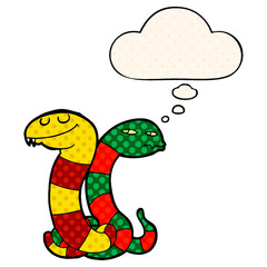 cartoon snakes and thought bubble in comic book style