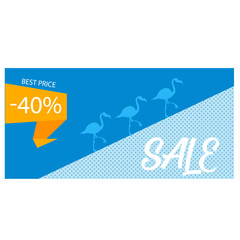 Blue flamingo background with orange folded ribbon. Sale banner template design. Big sale special offer. 40% Special offer vector illustration can be use banner, poster, flyer, brochure, sticker.