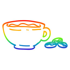 rainbow gradient line drawing cartoon espresso cup