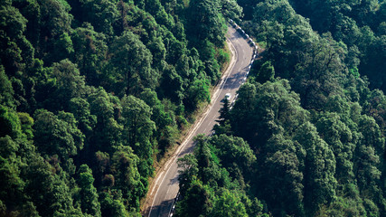 View from a mountain top overlooking a road