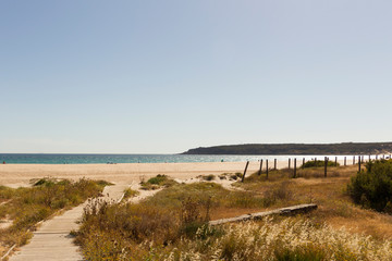 Beach and dune in Bolonia on the coast of Andalusia