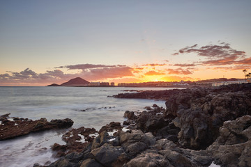 El Medano Tenerife island sunset.