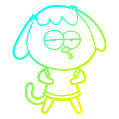 cold gradient line drawing cartoon bored dog
