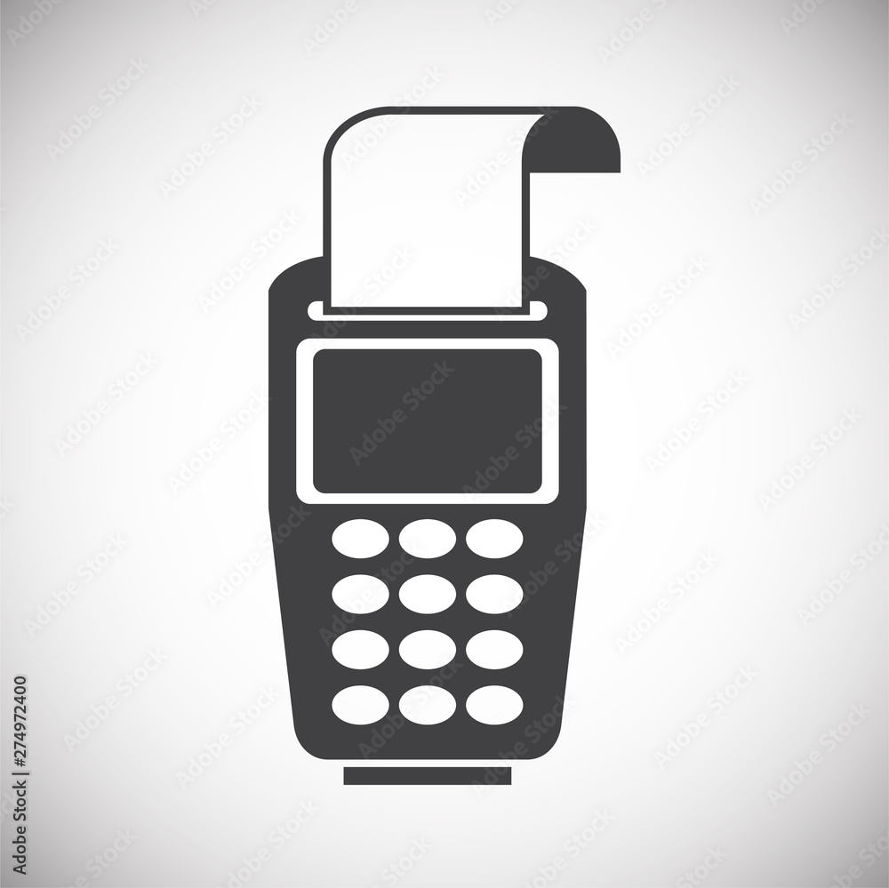Poster pos terminal icon on background for graphic and web design. simple illustration. internet concept sy
