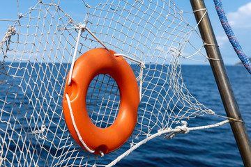 Life buoy attached to the cruise ship