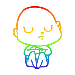 rainbow gradient line drawing cartoon bald man