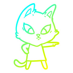 cold gradient line drawing confused cartoon cat