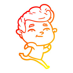 warm gradient line drawing running cartoon man