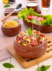 Baião de Dois - Brazilian Traditional Food - (Sausage, curd cheese, dried beef and rice)