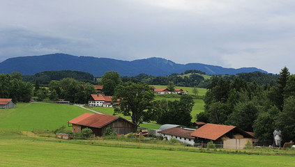  Woodland and meadows Landscape, Bavaria, Germany
